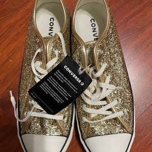 Brand New Converse Gold Glitter Shoes 8.5 size